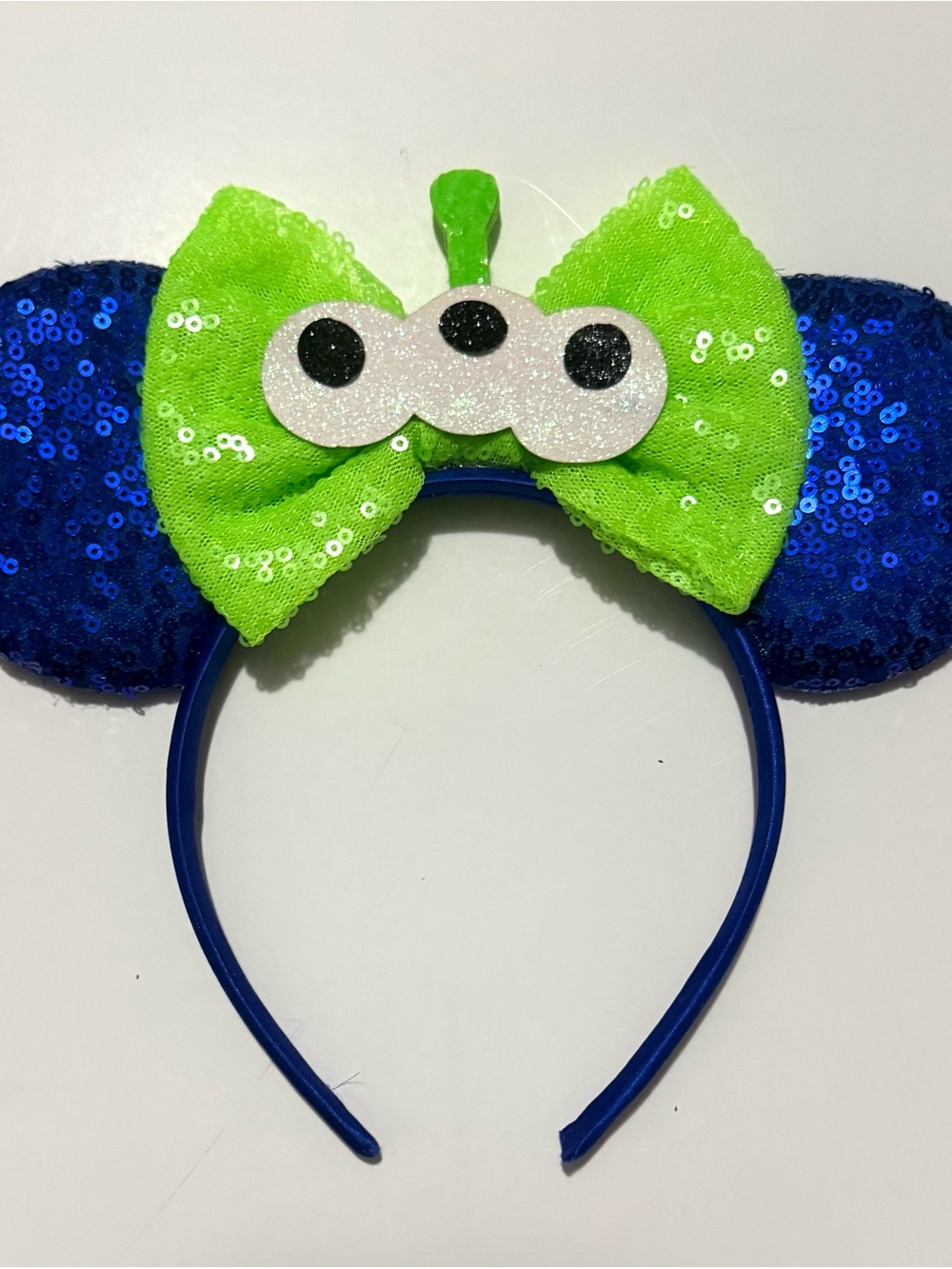 Toy Story Alien Sequin Bow Headband - Green & Blue